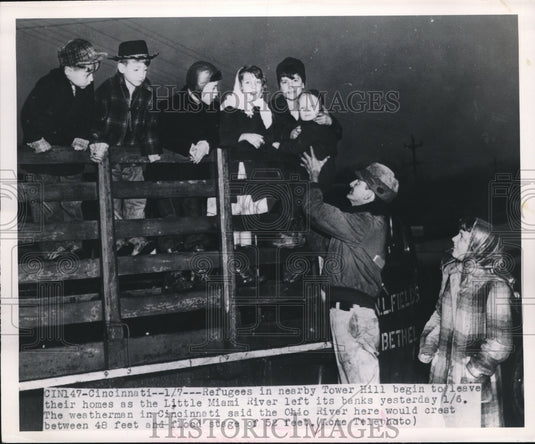 Refugees tower Hill LIttle Miami River Flooding - Historic Images