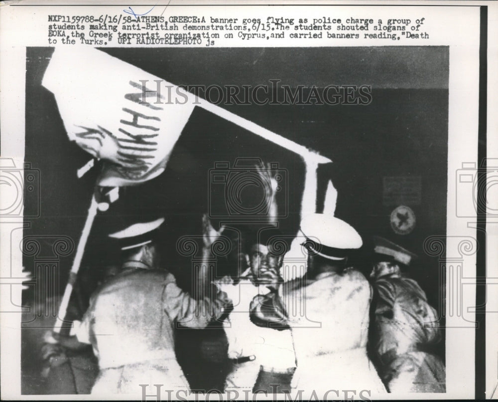 1958 Press Photo Students Making Anti-British Demonstrations Shouting Slogans-Historic Images