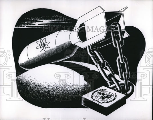 1954 Press Photo UN Symbol & slogan to maintain peace - neb85200 - Historic Images
