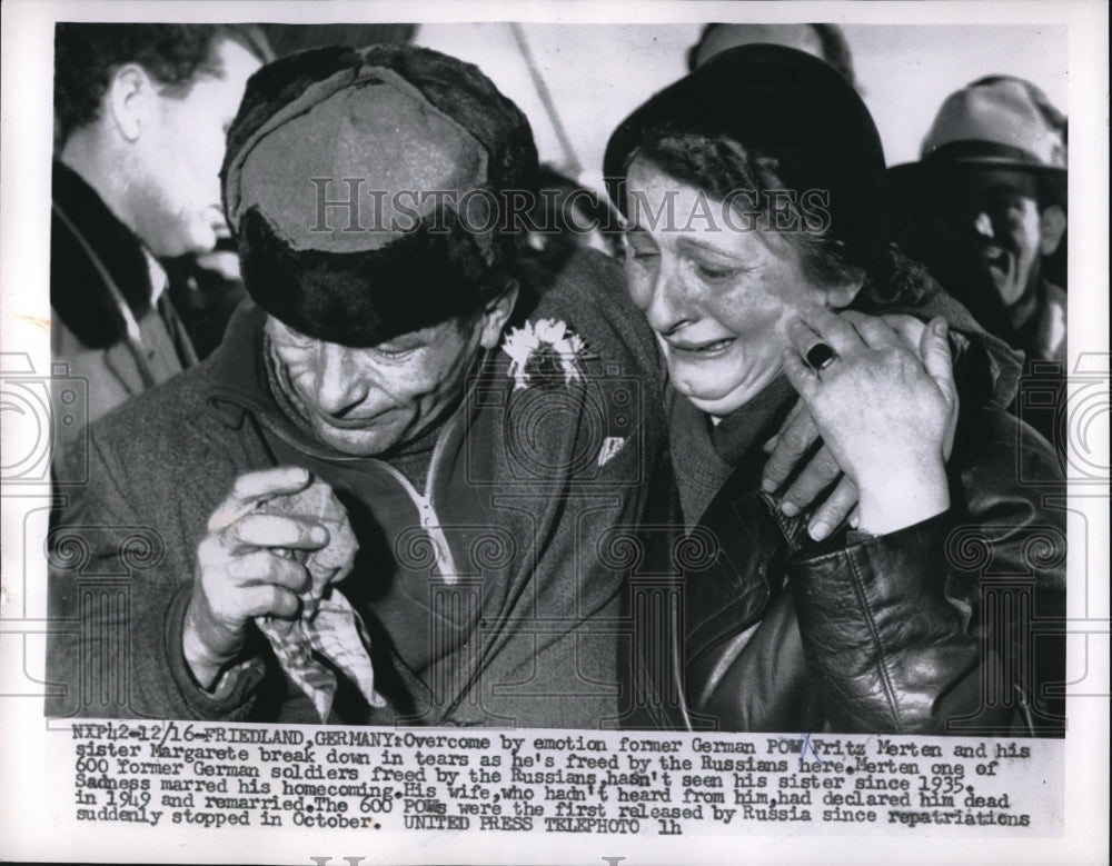 1955 German POW Fritz Merten &amp; Sister Margarete Freed by Russians - Historic Images