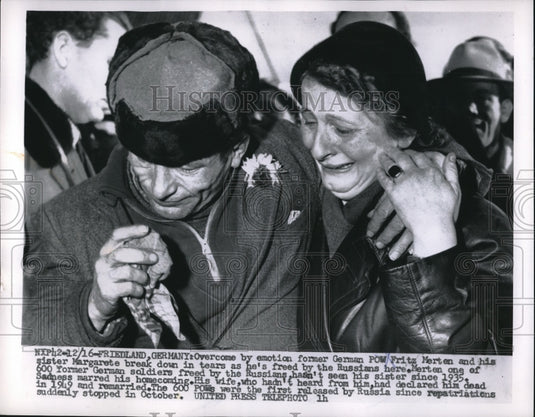 1955 German POW Fritz Merten & Sister Margarete Freed by Russians - Historic Images