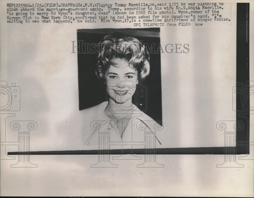 1961 Miss Joan Wynn prior to her marriage to Tommy Mannville - Historic Images