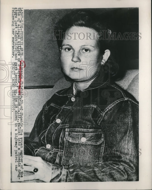 1949 Press Photo Florence Chisholm The Woman Member Of Trio Of Alleged Killers - Historic Images