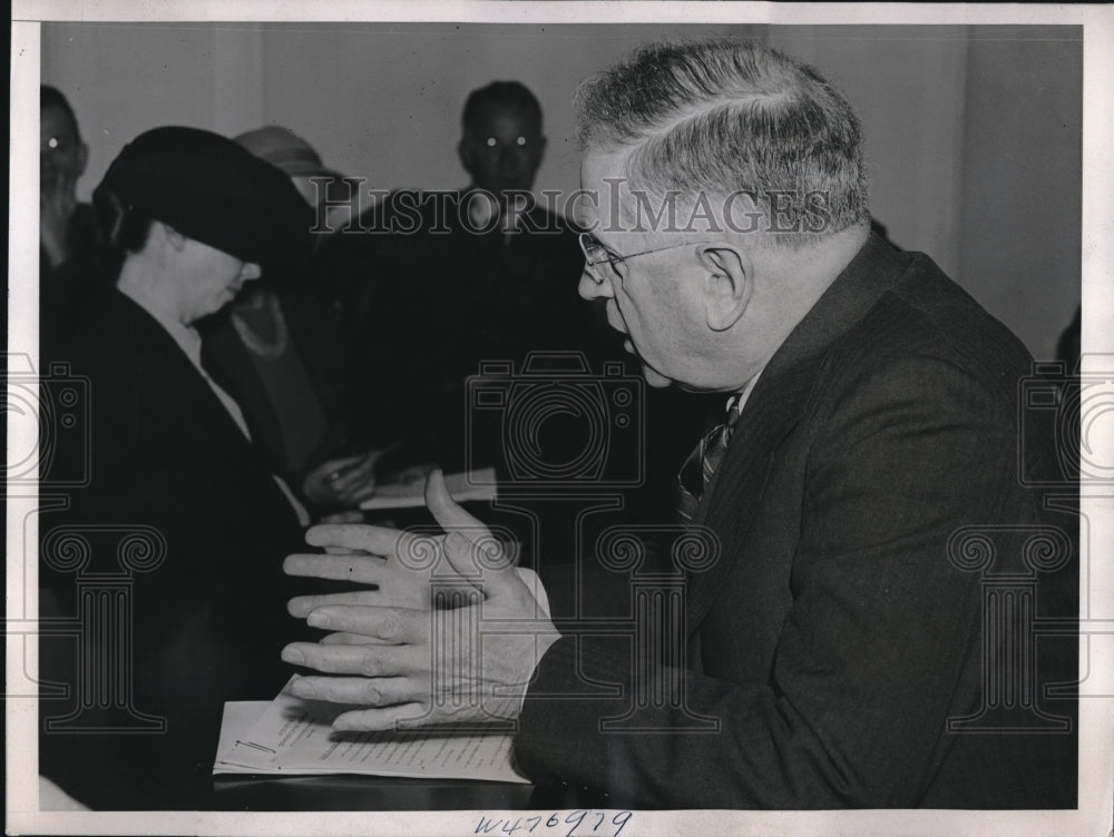 1938 Secretary of the Interior Harold Ickes at Press Conference - Historic Images