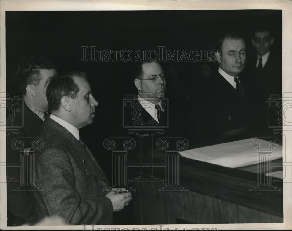 1938 Press Photo John McGee, Don Campbell and W.M. Corrigan appearing in court-Historic Images