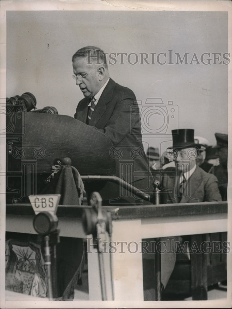 1936 Secretary of the Interior Harold Ickes during his address - Historic Images