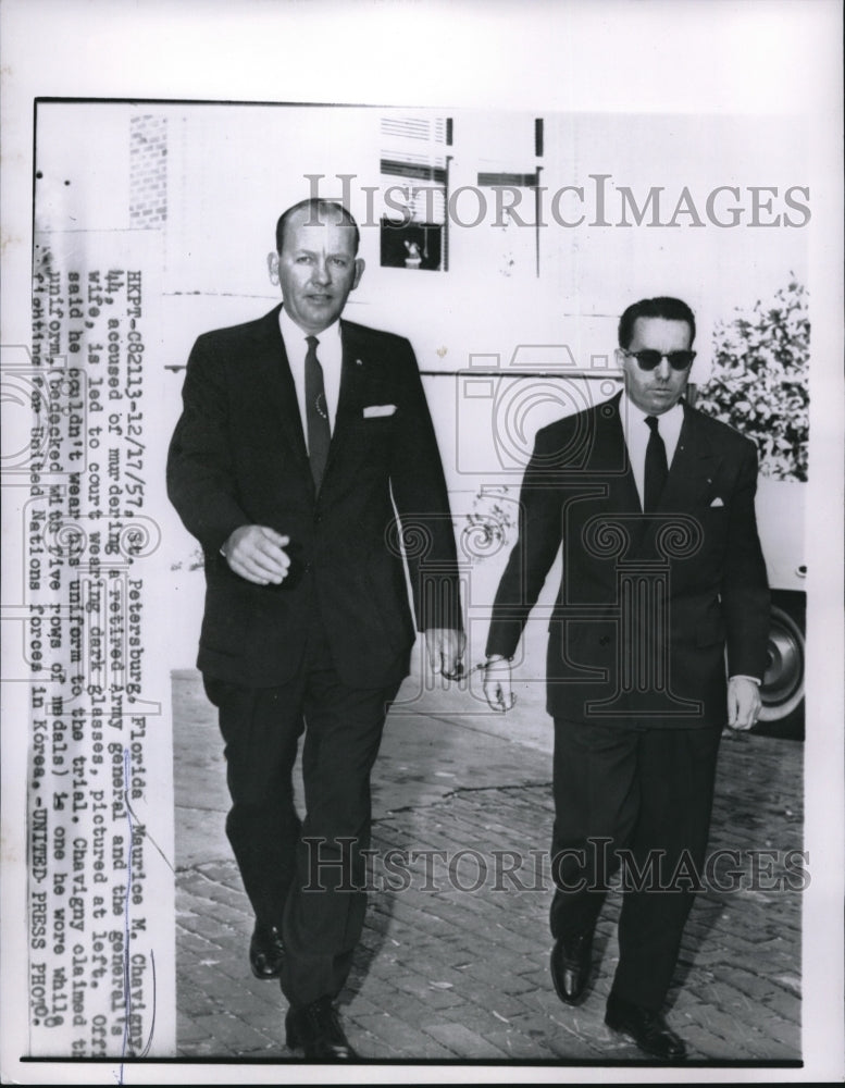 1957 Press Photo St Petersburg, Fla Maurice Chavigny at murder trial - Historic Images