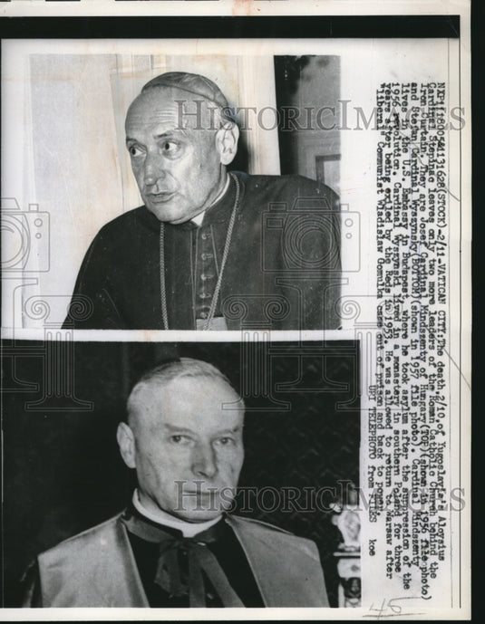 1960 Press Photo Vatican City,I Cardinal Stepinae & Josef Cardinal Wyszansky - Historic Images