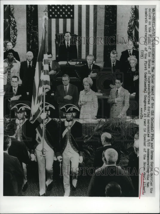 1974 Press Photo color guard Old Colonial Fife and DDrums Corp Carl Albert - Historic Images