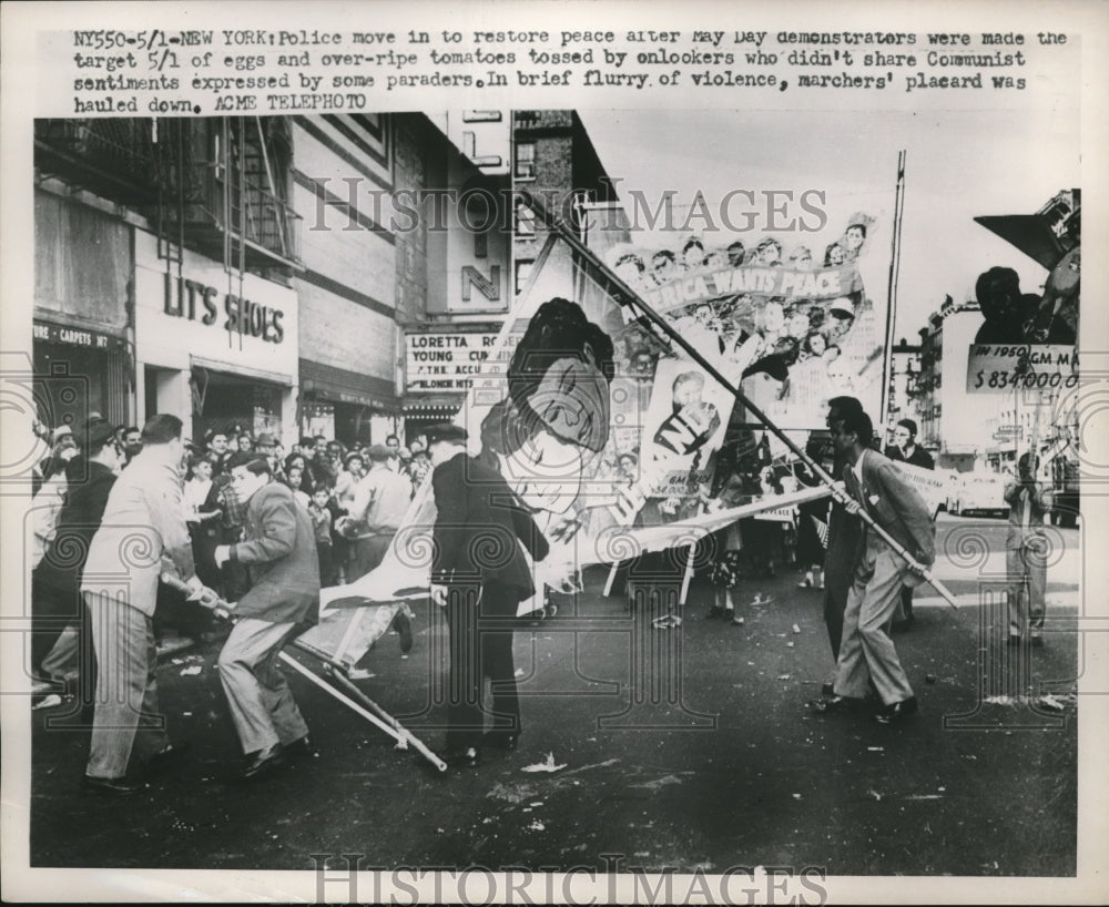 1951 Police trying to restore order during May Day demonstrations-Historic Images