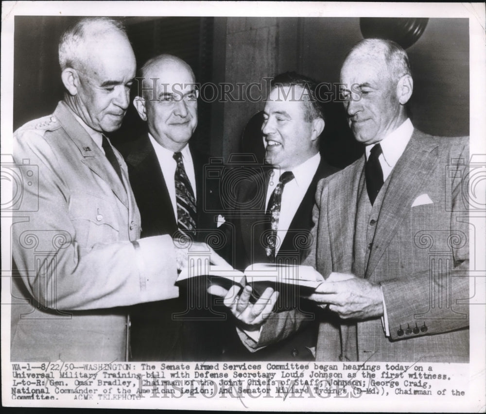 1950 Press Photo Members of the Senate Armed Services Com during hearing in WA - Historic Images