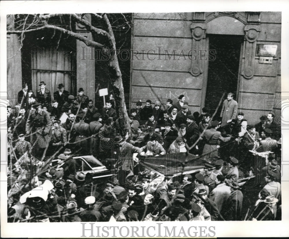 1965 Budapest, Hungary demonstrators at US Embassy, anti Vietnam war - Historic Images