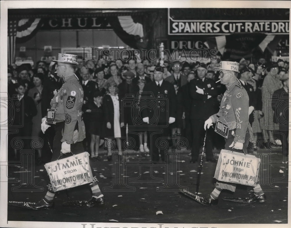 1937 American Legionaires from Pa march in NYC parade-Historic Images