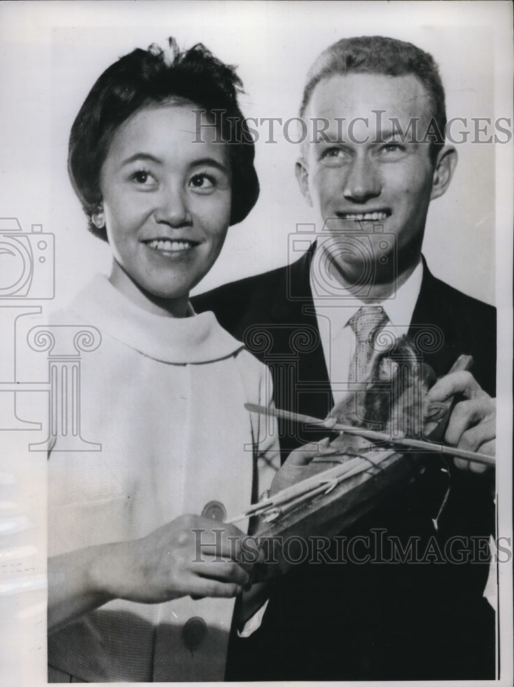 1961 Press Photo Terry Whitefield &amp; Anne Witaltuk Barred to Date in Canada-Historic Images