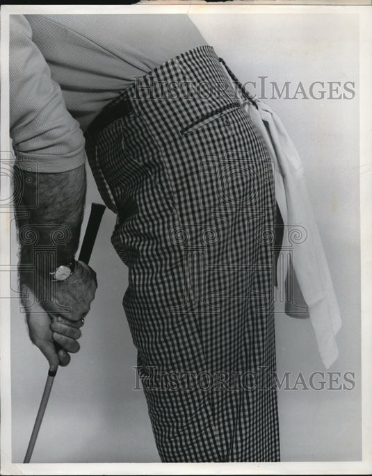 1960 Press Photo Plaid Golf Slacks of Dacron and Cotton - Historic Images