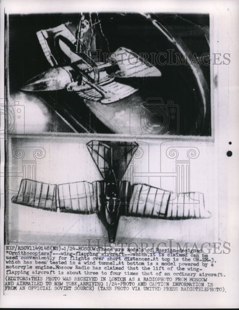 1956 Press Photo Russian Designed Ornithocopter Aircraft-Historic Images