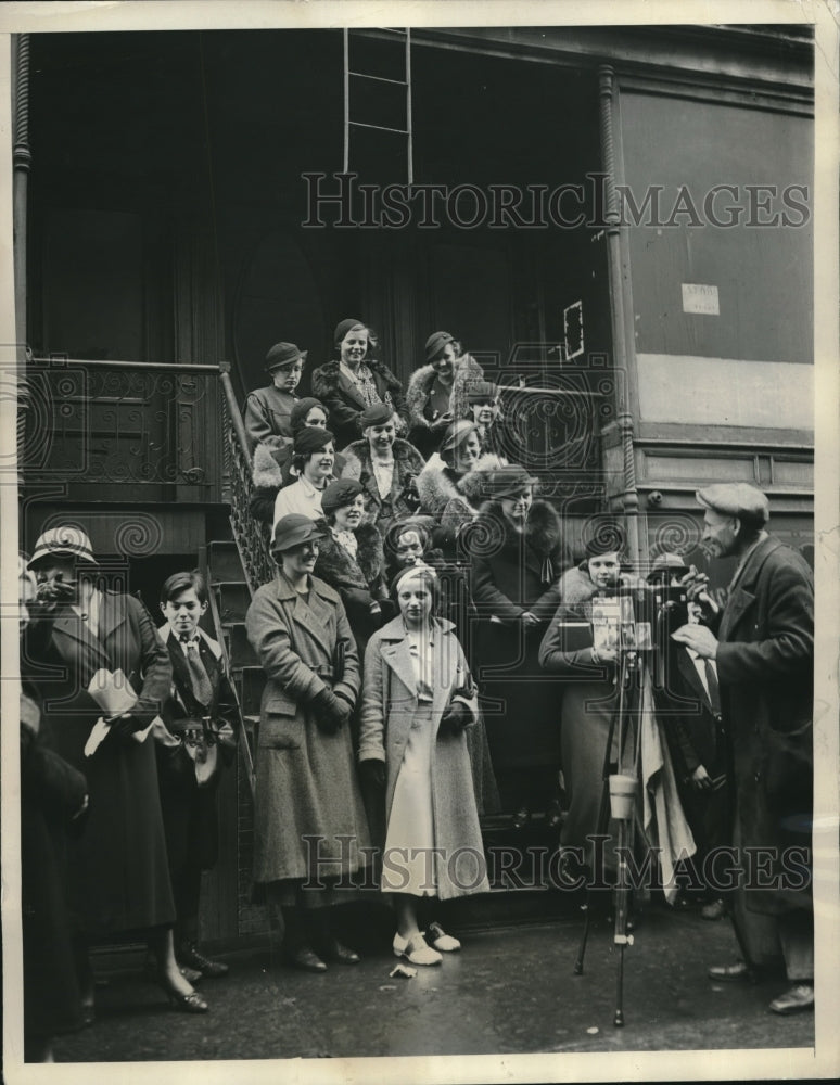 1934 College girls from 14 schools inspecting modern education skill-Historic Images