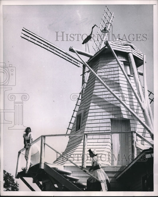 1953 Stork Cedar grove Wisconsin Windmill house - Historic Images