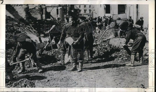 1941 Sailors of British Navy Cleaning Up After German Air Raids-Historic Images