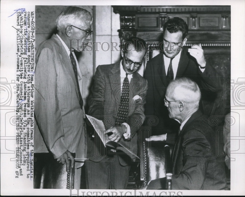 1954 Press Photo D.C. Sen. Arthur Watkins &amp; attys E W Chadwick,EB Williams-Historic Images