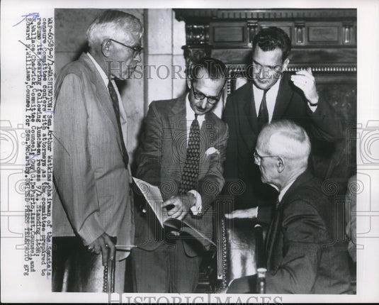 1954 Press Photo D.C. Sen. Arthur Watkins & attys E W Chadwick,EB Williams-Historic Images