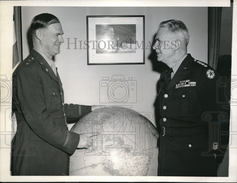 1945 Gen CP Gross &amp; Gen Brehon Somervell Coordinate Troop Movements-Historic Images