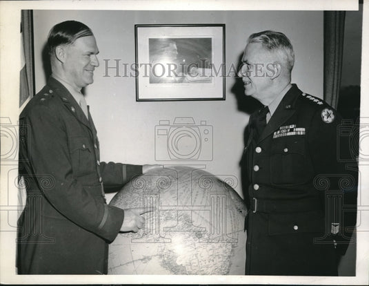 1945 Gen CP Gross & Gen Brehon Somervell Coordinate Troop Movements-Historic Images