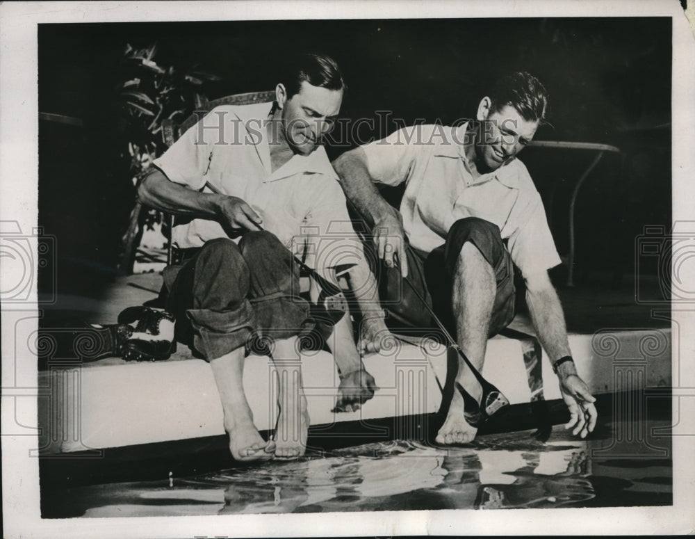 1938 Press Photo Pittsburgh Pirates&#39; Paul Waner &amp; Golfer Lloyd Brown in Miami - Historic Images