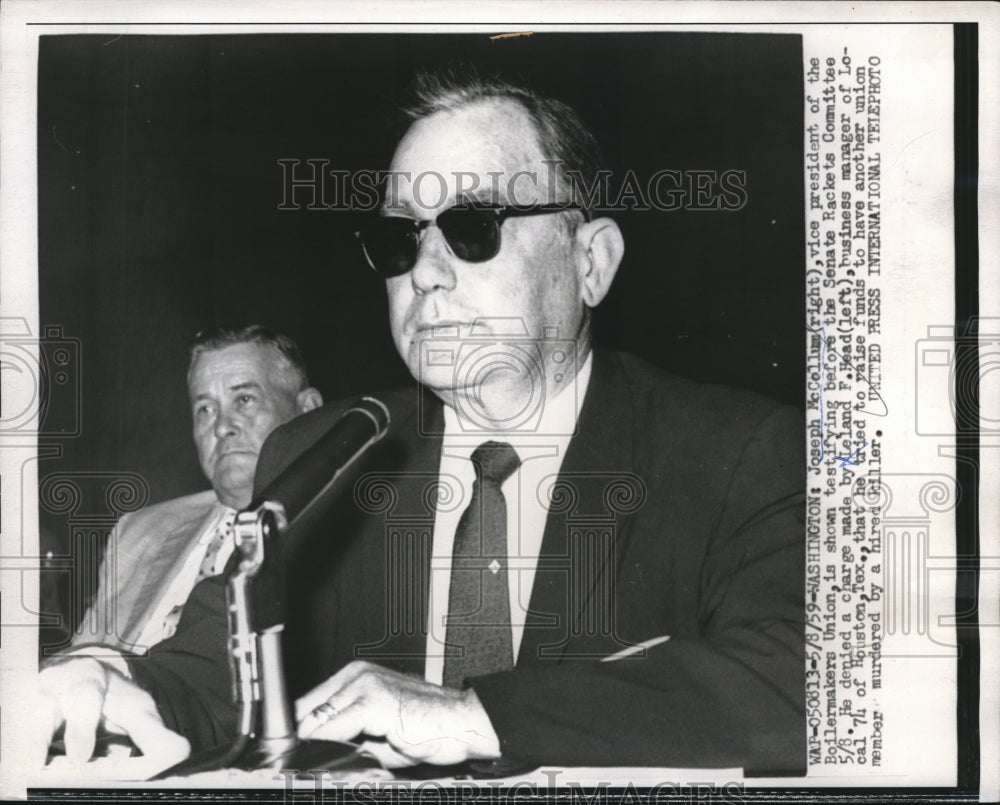 1959 Joseph McCollum Vice President Boilermakers Union - Historic Images