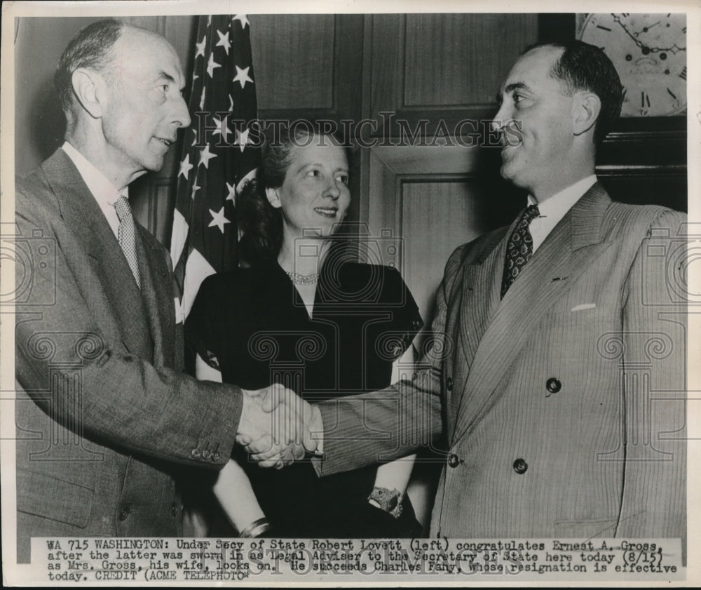 1947 Press Photo Secretary State Robert Lovett Ernest Gross Ambassador - Historic Images