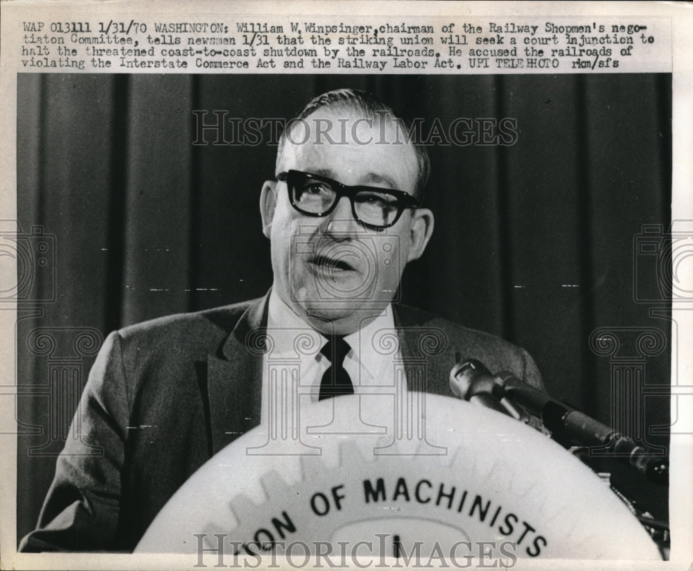 1970 Press Photo William W. Winpsinger, Chairman, Railway Shopmen&#39;s Negotiation-Historic Images