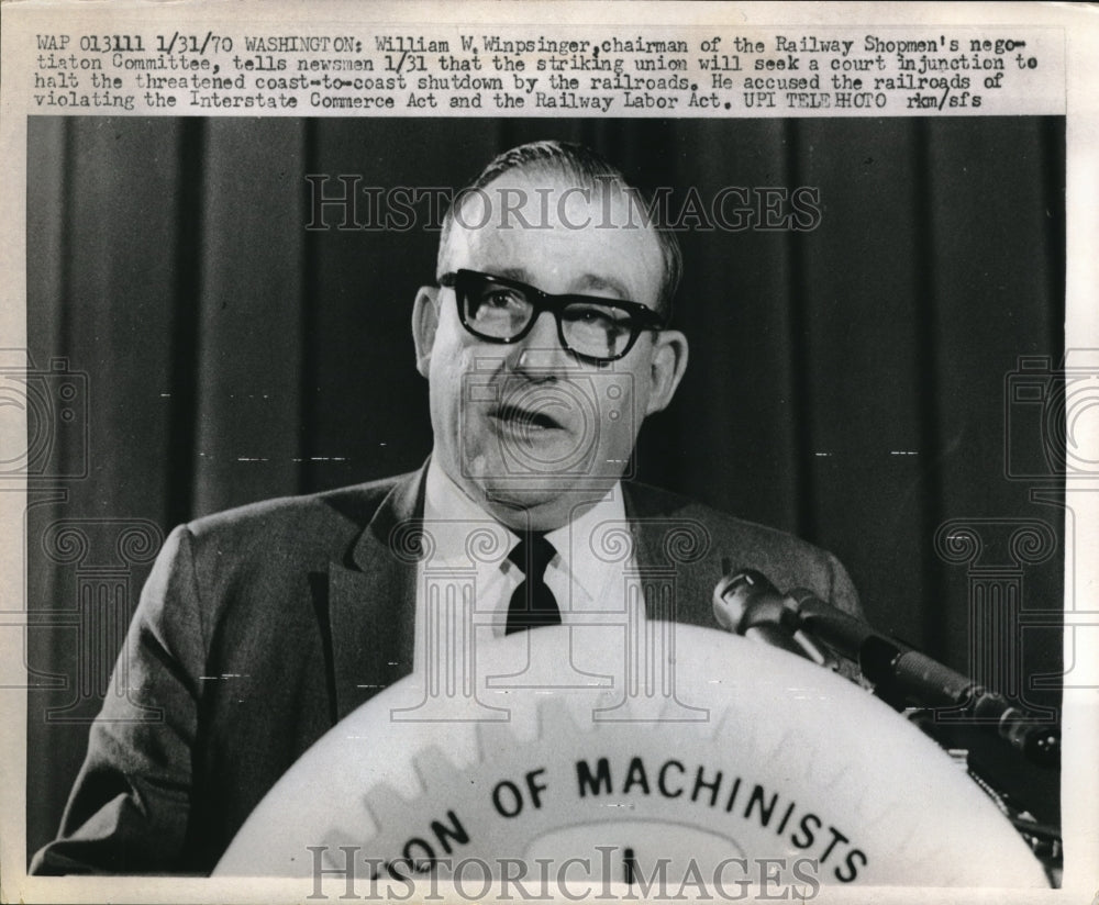 1970 Press Photo William W. Winpsinger, Chairman, Railway Shopmen's Negotiation-Historic Images
