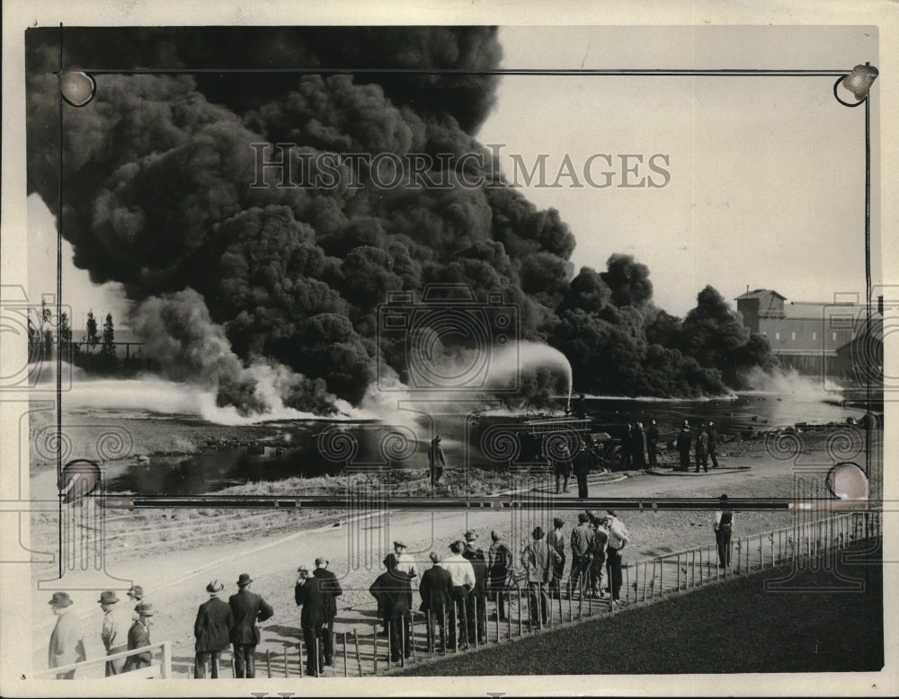 1925 Lake of Oil Caught Fire Near San Francisco - Historic Images