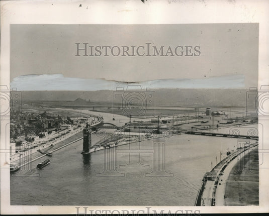 1940 Press Photo Aerial view of Albert Canal in Belgium at Liege- Historic Images