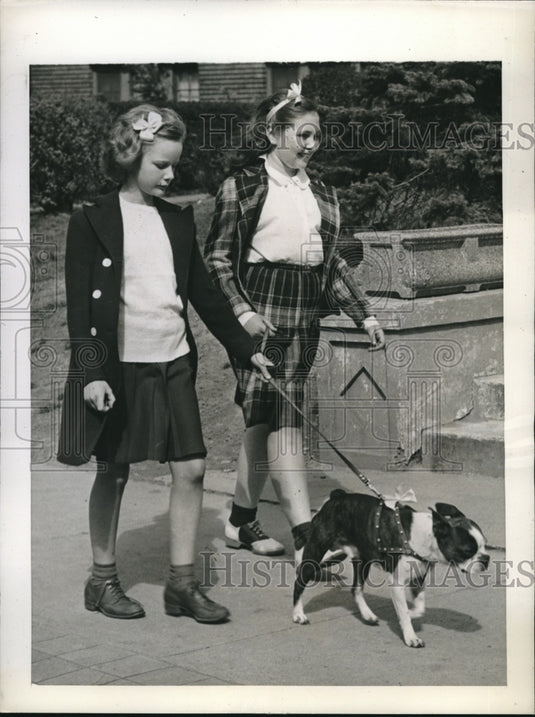 1943 Lois Drummond & Judy Conover Both Age 11 with Snooty-Historic Images