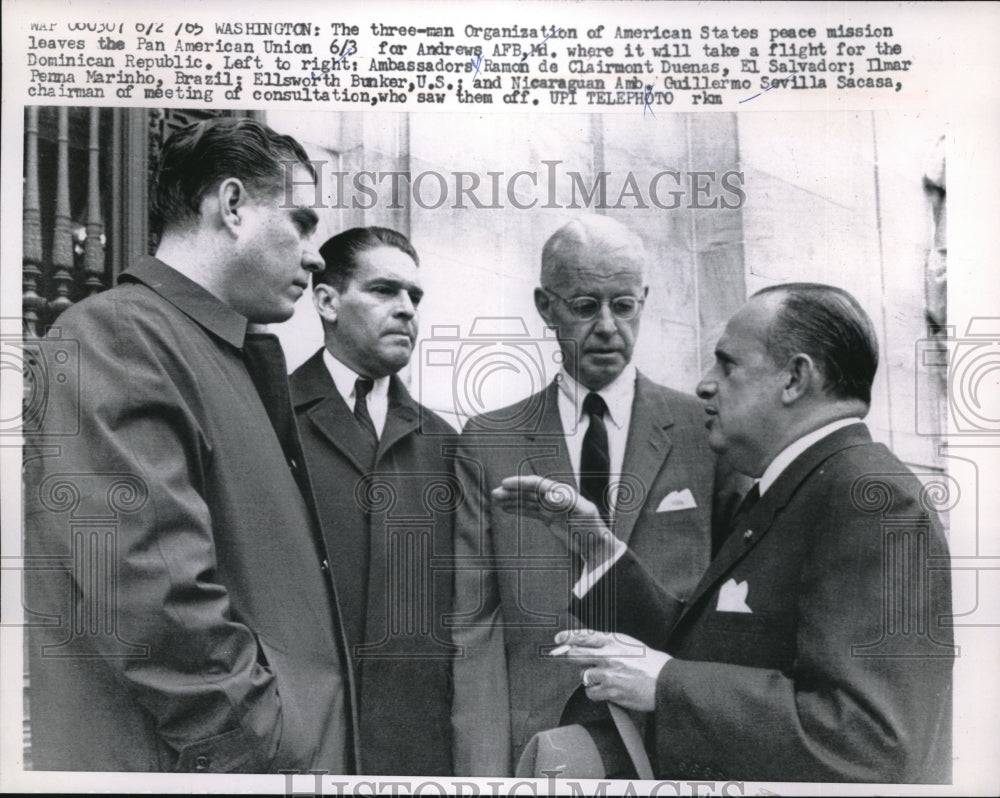 1965 Press Photo 3 Man Organization of American State Peace Mission in Washingto - Historic Images