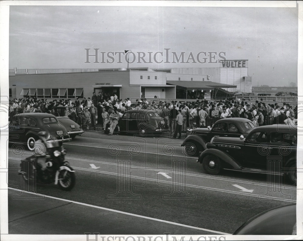 1940 Scene from the Vultee Aircraft Plant strike in Downey, Ca-Historic Images