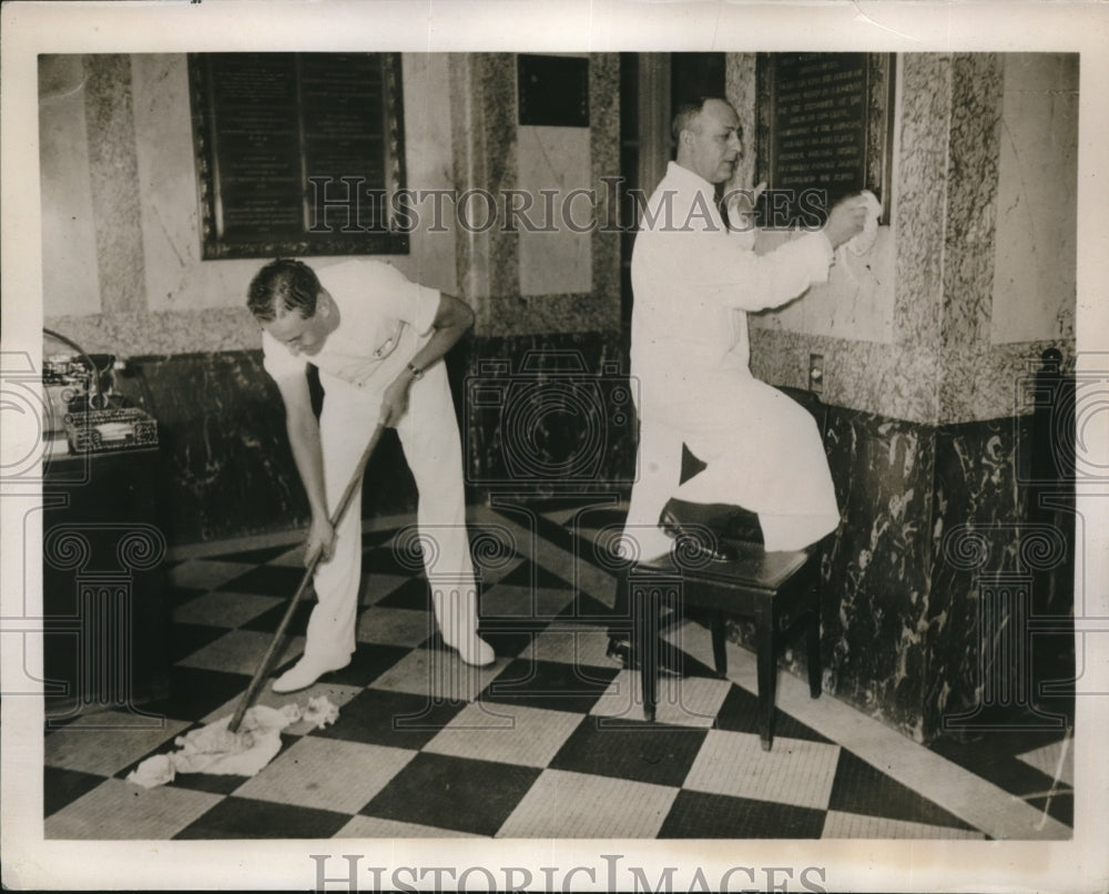 1936 Dr. Charles Bove, Dr. W. Tyson, helping out during strike - Historic Images