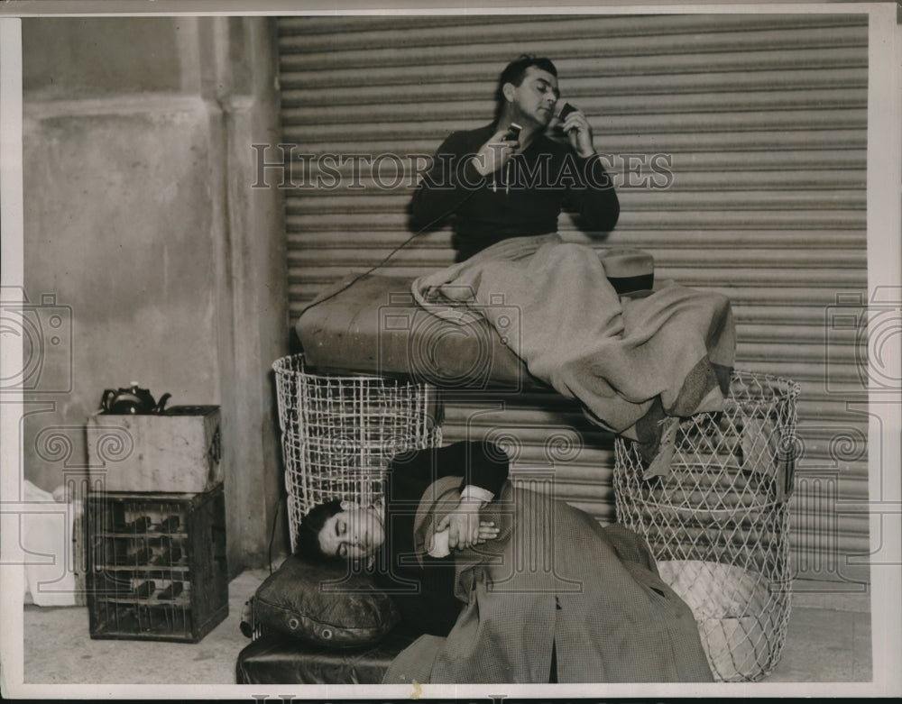 1937 Anthony Albano & Peter Russo camping in Yankee Stadium-Historic Images