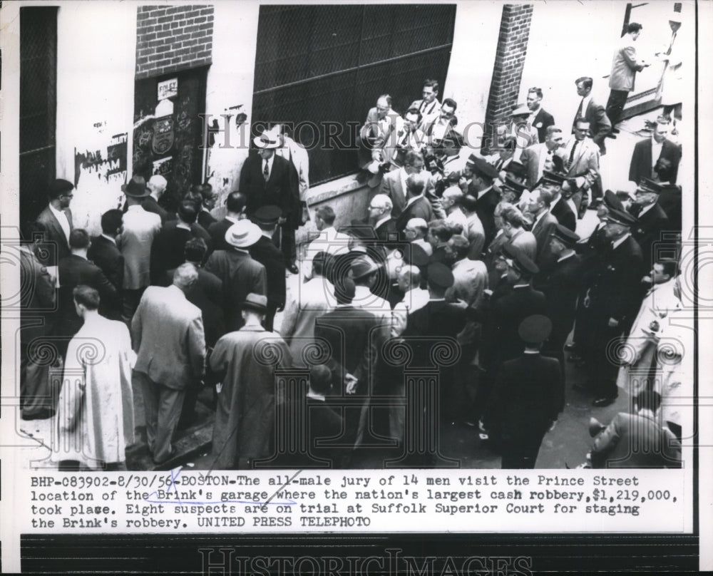 1956 All Male Jury Visit Prince Street Scene Of Armored Car Robbery - Historic Images