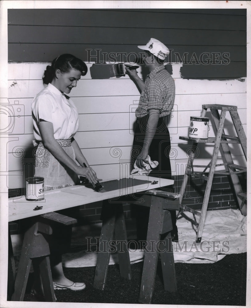 1958 Press Photo This Homemaker is Painting - neb90221 - Historic Images