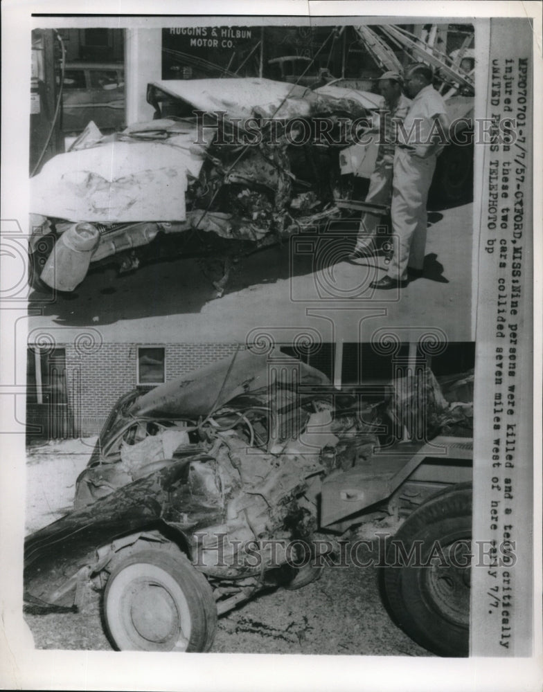 1957 Press Photo Nine Persons Killed &amp; A Tenth Critically Injured After Accident - Historic Images