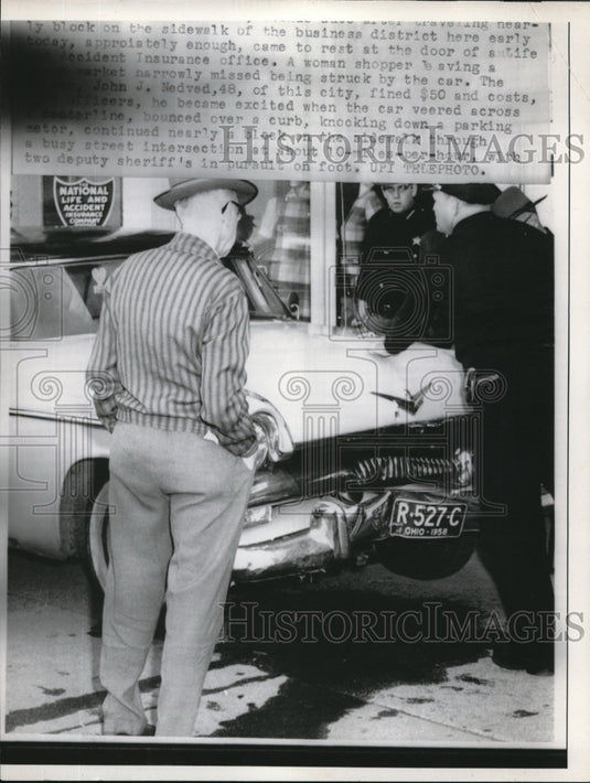1958 Press Photo John J. Nedved Fined $50 & Costs By Officers When Car Veered-Historic Images