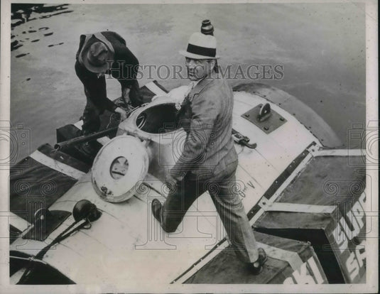 1936 Press Photo Ernest Biegaski to sail the Atlantic ocean to Southampton - Historic Images