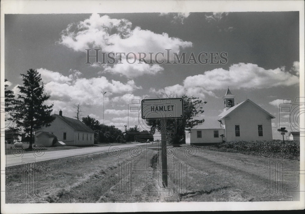 1973 Marker sign of Hamlet, Illinois from a distance - Historic Images