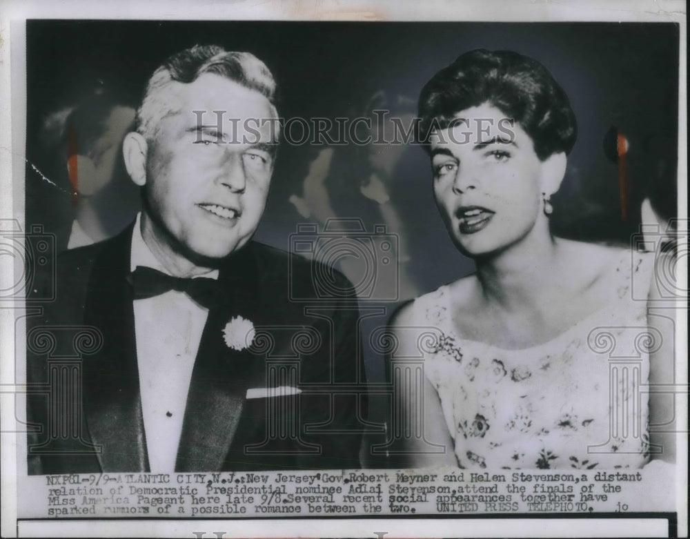 1955 New Jersey Gov Robert Meyner & Helen Stevenson at Atlantic City - Historic Images