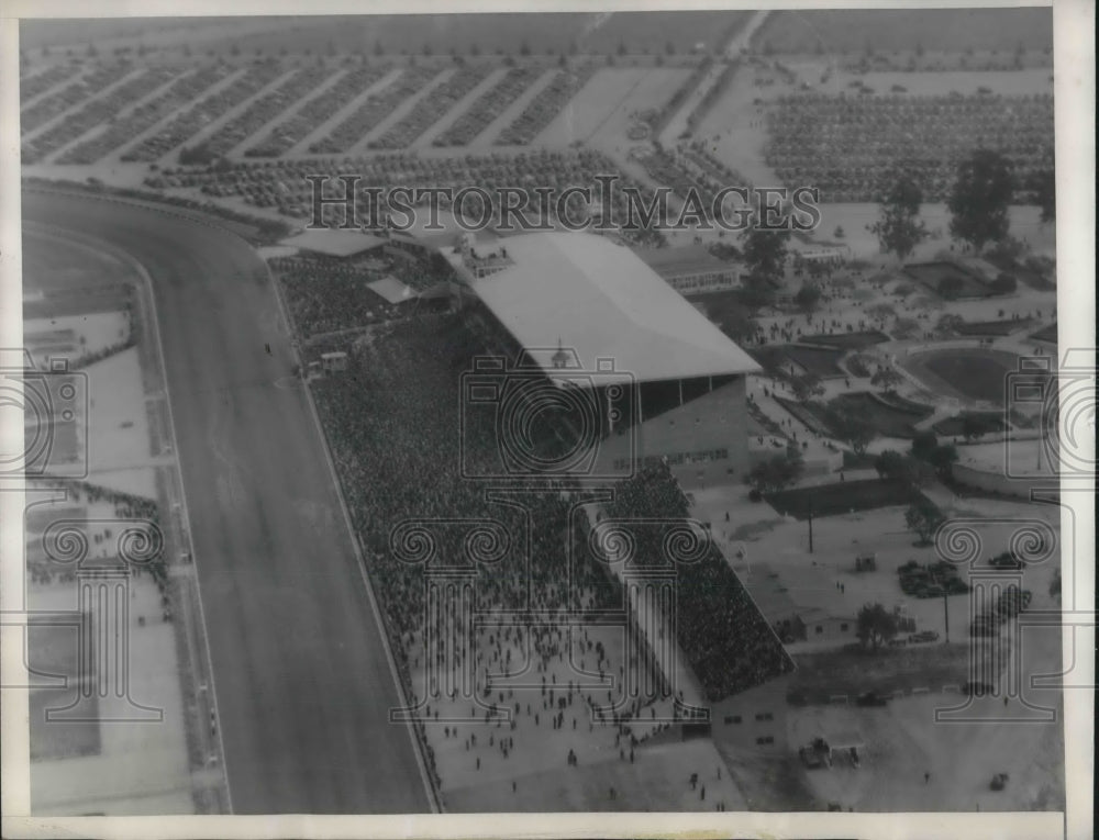 1935 Press Photo Santa Anita, Calif horserace track in an aerial view - Historic Images