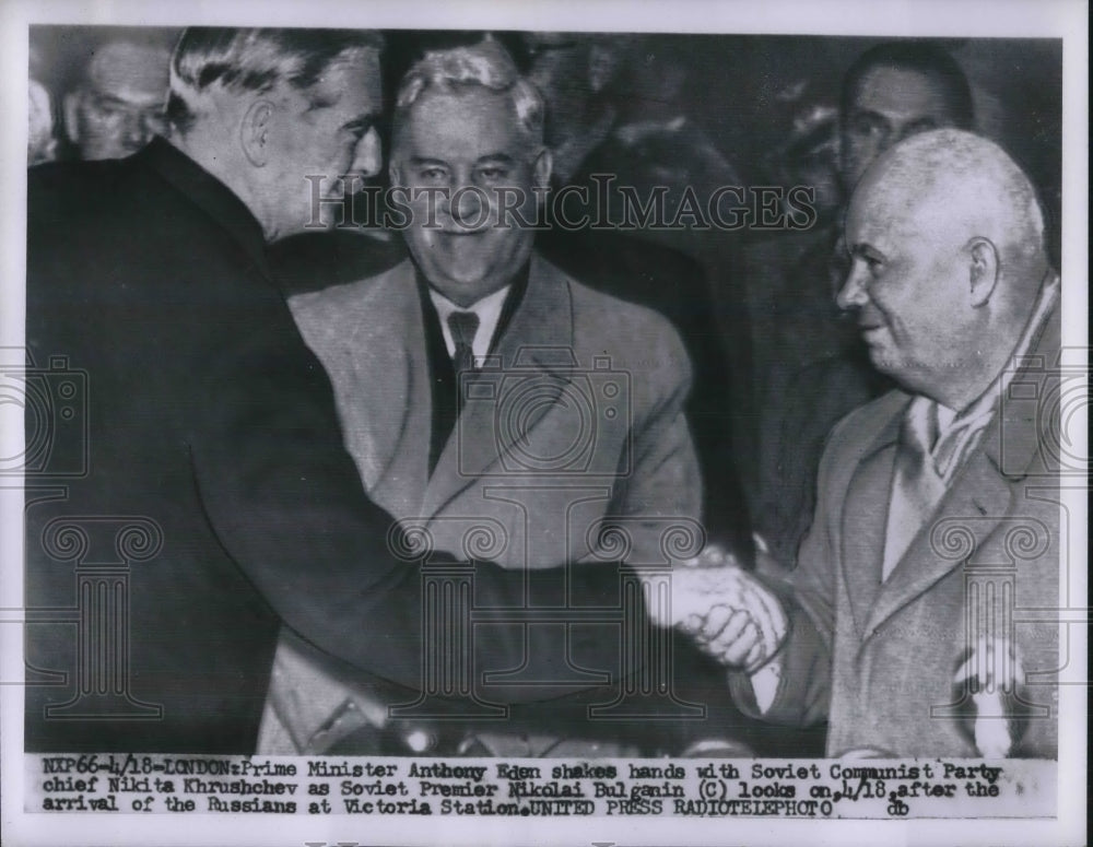 1956 Press Photo Prime Minister Anthony Eden, Nikita Khrushchev, Communist Party-Historic Images