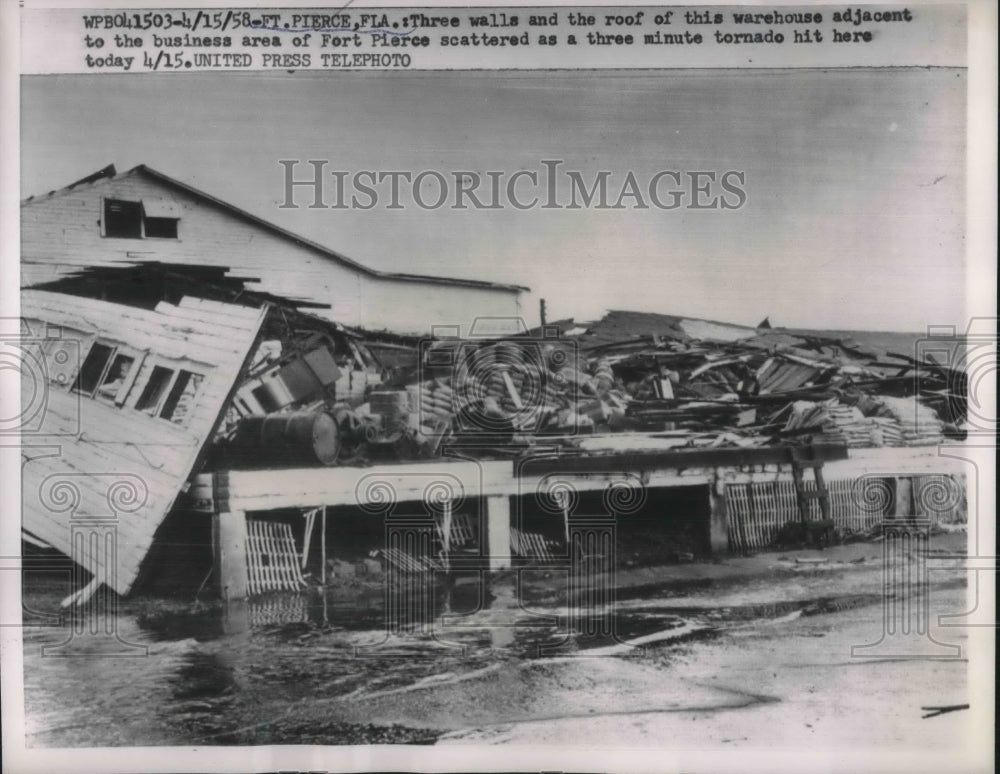 1958 Press Photo Ft. Pierce Florida Tornado damage - neb91123-Historic Images