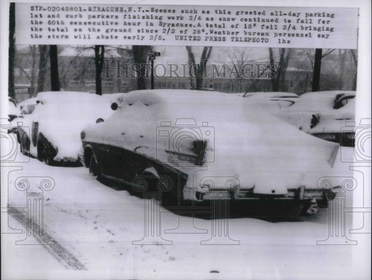 1958 Press Photo 15 inches of snowfall in Syracuse, NY - neb91157-Historic Images
